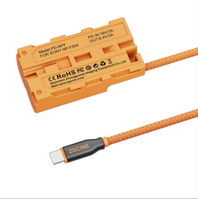 ZGCINE Dummy Bateria Tipo Sony NP-F com conector USB-C