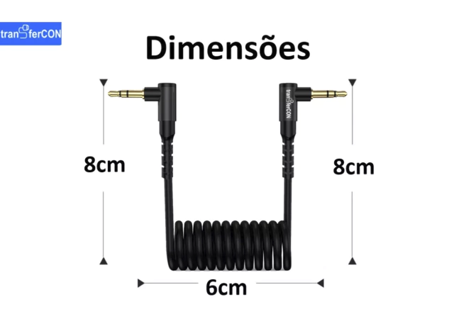 Cabo Espiral Transfercon FL-107 - P2 3,5mm TRS /TRS (MIcrofone para Camera Mirroless / Dslr
