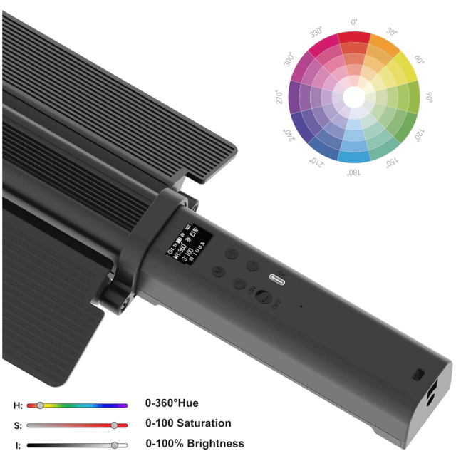 Iluminador Bastão LED Mamen SL-B06 com Bandoor (24w / RGB HSV 360°/ 5200mAh / ICR>95 - TLCI>95 / Até 6HS de Bateria) - comprar online