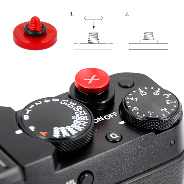Hot Shoe Cover + Shutter Button para FujiFilm X Series (Metal Preto / Vermelho) - CAMERA NINJA • PHOTO VIDEO STORE