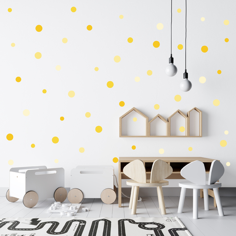 Adesivos Bolinhas Tons de Amarelo 3, 4 e 5cm