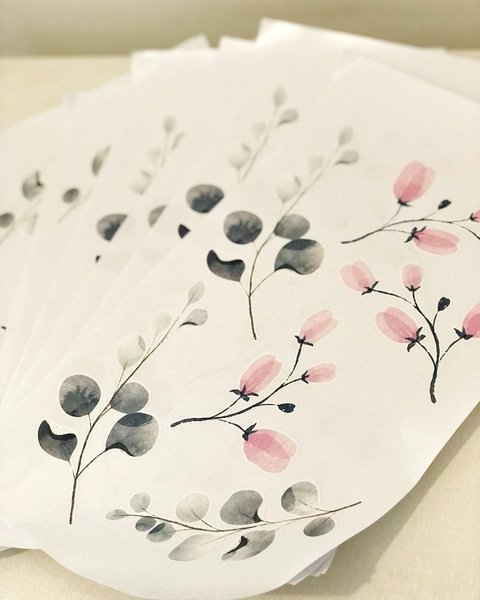 Adesivos Flores e Ramos Aquarela Rosa Frio