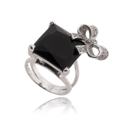 950 Sterling silver rhodium or gold plated bow ring