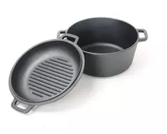 OLLA SARTEN HIERRO HORNO HOLANDES UNICA C/FUNCION REVERSIBLE OPALO