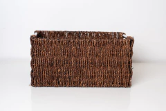 CESTO SEAGRASS "GLAM" TOSTADO "M" CON MANIJA CROMO - Marian - Todo Organizado