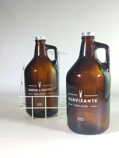 COMBO LAVADERO #2 CANASTO + 2 BOTELLONES DE VIDRIO AMBAR - comprar online