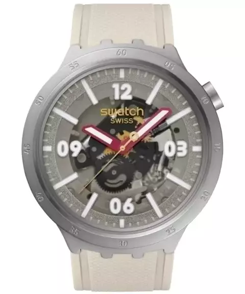 Reloj Swatch SB07S125 – Big Bold Beige Transparente 47mm Cuarzo Silicona 3 ATM - comprar online