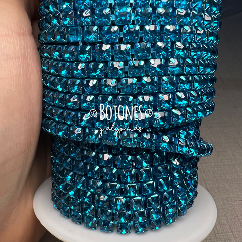 CINTA DE STRASS TURQUESA BASE COLOR SS18 (COD:2375)