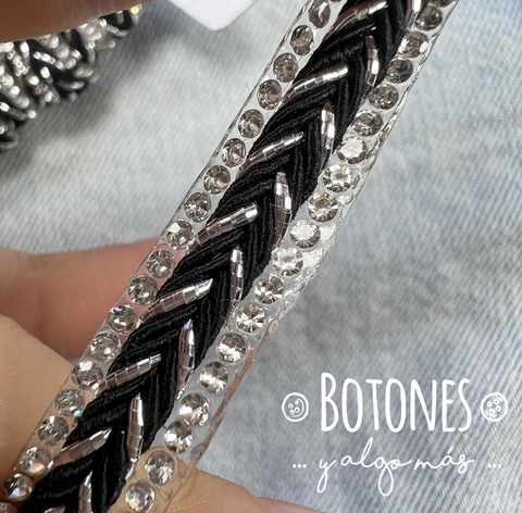 GALON TRENZA Y STRASS - 10MM- (COD: 2810)