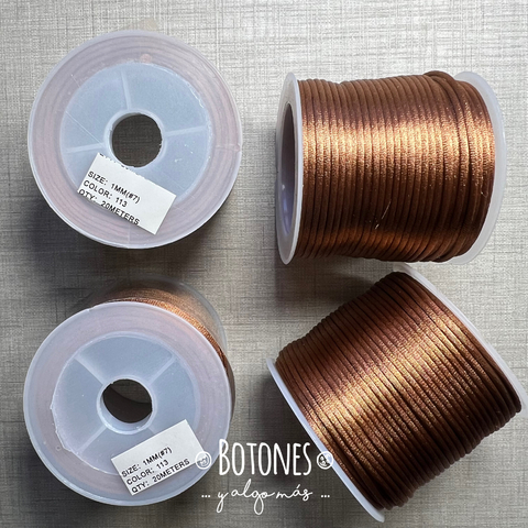 HILO DE SEDA MARRON 1 MM - ROLLO 20 MT- (COD: 3043)