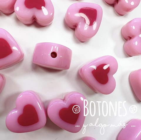 CORAZON COMBINADO ROSA 17X15MM (Cod:660)