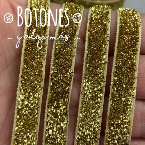 CINTA CON BRILLOS DORADOS - 10MM- (COD: 479)