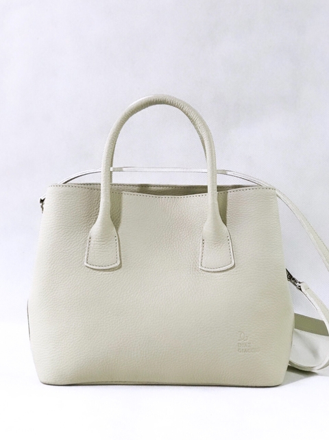 Cartera "Barbie" cuero graneado tiza