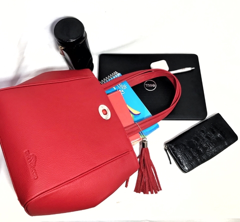 Cartera "Jazmin" Graneado Rojo