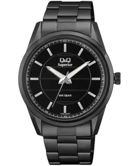 Reloj Q&Q C20A-003PY – Hombre 42mm Esfera Negra Acero - comprar online