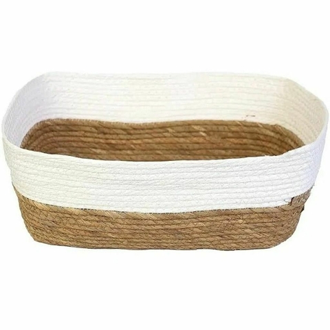 Cesto de fibra natural COM BRANCO Branco