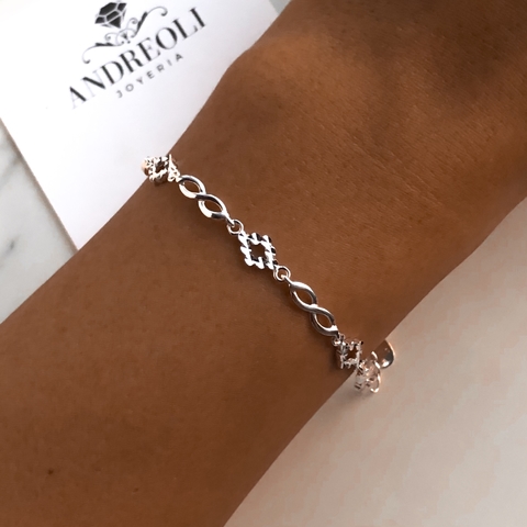 pulsera infinito y rombo facetado