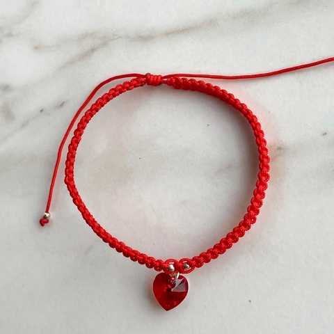 pulsera de hilo rojo regulable con cristal austriaco