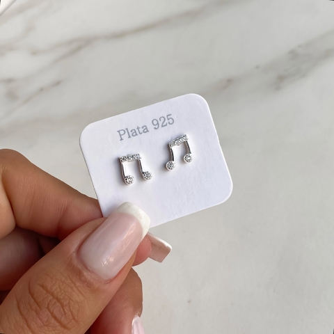 aros nota musical con cubics (cod ar463)