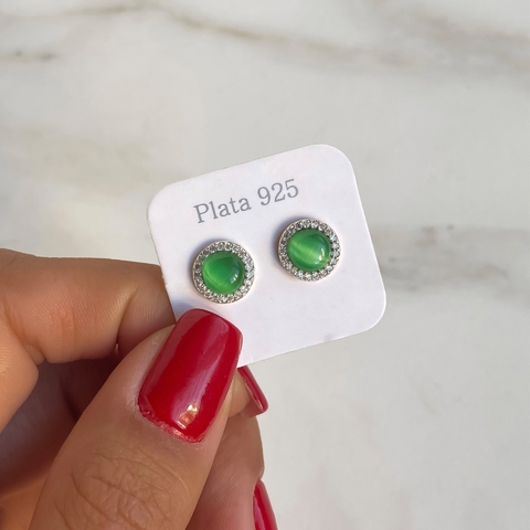 aros verde pasante con cubics (cod ar414)