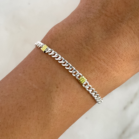 pulsera de plata y oro (cod p279)