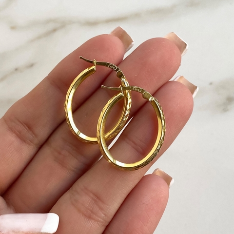 argollas facetadas de plata gold (cod ar419)