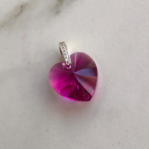 dije cristal de austria corazon rosa 18 mm