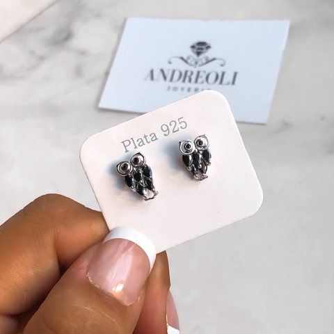 aros buho con cubics (cod ar258)