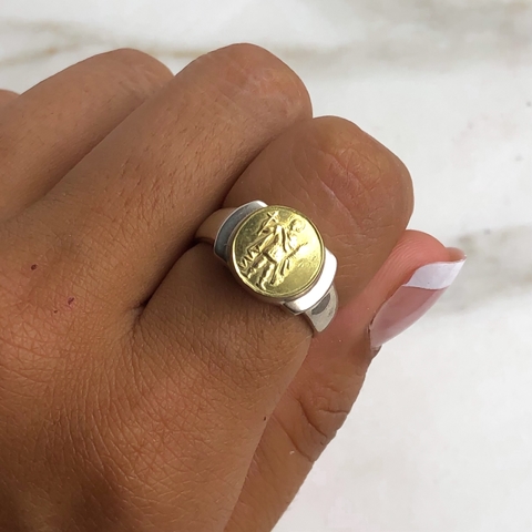 anillo san expedito de plata y oro (cod an268)