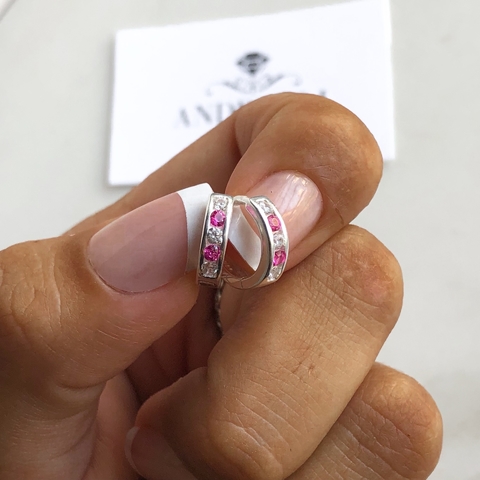 argollas con cubics blancos y rosas diam 1.2 cm (cod ar191)