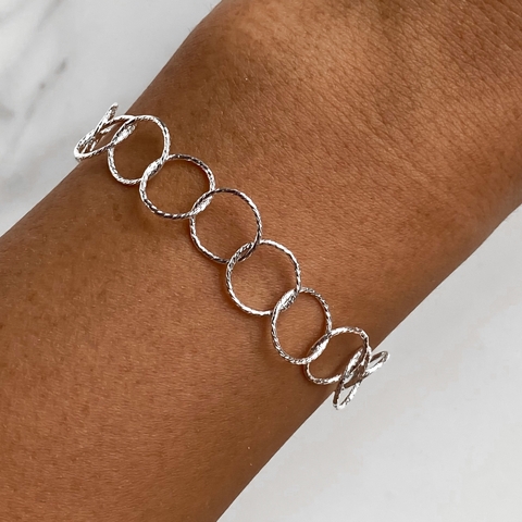 pulsera eslabon circulos facetada (cod p116)