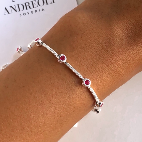 pulsera con cubics rosas y blancos (cod p060)