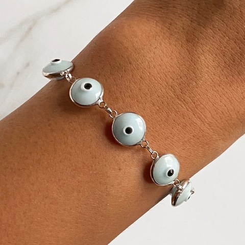 Pulsera Ojo turco Celeste de Plata 925 (Cod P001)