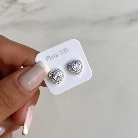 aros corazon con cubics (cod ar461)