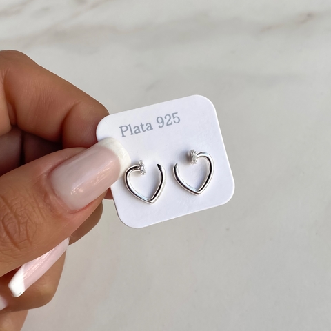 aros corazon con cubic (cod ar462)