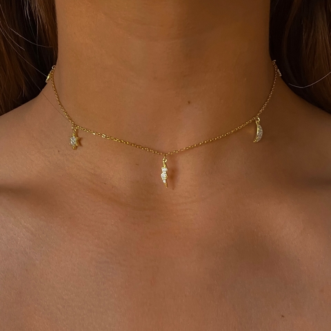 conjunto multi dijes con cubics en plata gold (cod c264)