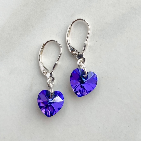 aros brisura con colgante corazon 10 mm cristal austriaco