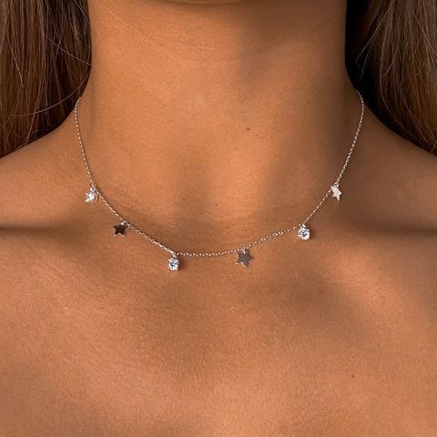 conjunto con dijes estrella y cubics (cod c233)