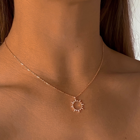 conjunto sol con cubics plata rose (cod c229)
