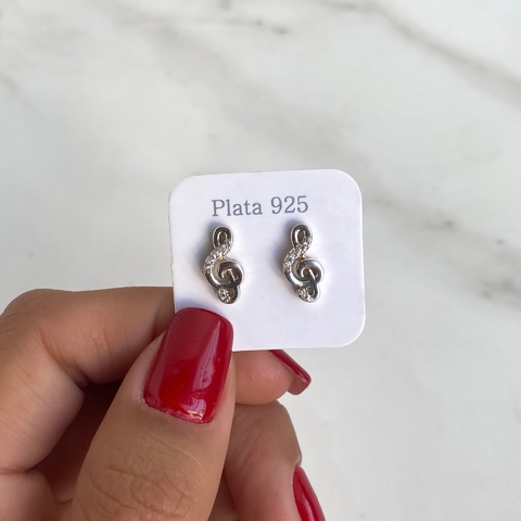 aros clave de sol con cubics (cod ar417)
