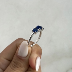 anillo con piedras naturales azules (Cod an974) - ANDREOLI JOYERIA