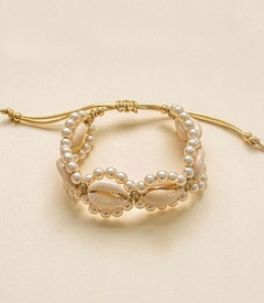 tornozeleira búzios naturais com pérolas