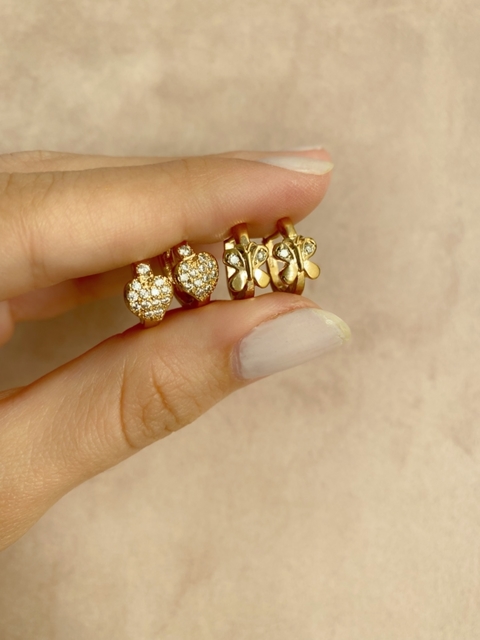 argola coração e borboleta