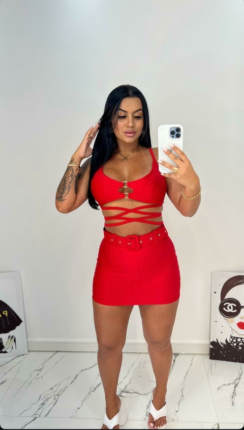 Shorts saia com cinto - comprar online