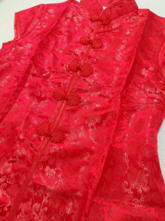 Blusa oriental sem manga - Vermelha - Kimonos Liberdade