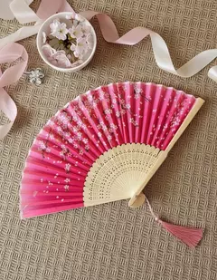 Leque Japonês com flor de Sakura - Pink - comprar online