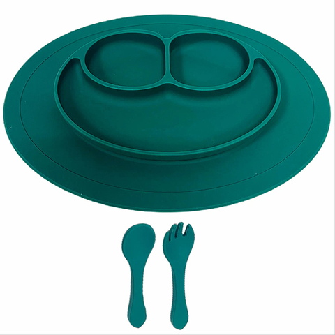 GADNIC PLATO DE SILICONAS CON CUBIERTOS VERDE