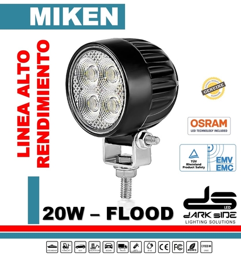 FARO LED REDONDO DE 20W FLOOD, ALTO RENDIMIENTO, DS-0036-20W - comprar online