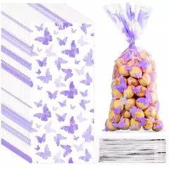 Bolsa "mariposas lilas". 12,5x27 cms. Pack por 10 unidades. en internet