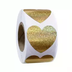 Rollo de stickers x 500 unidades "Corazones". - Capkelitos